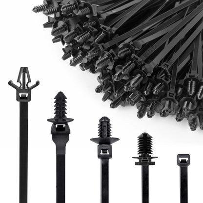 160Pcs Nylon Cable Tie Buckle Zip Clips for Automotive Applications