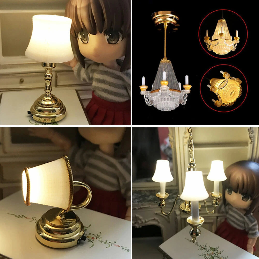 LED Mini Ceiling Table Lamp for Dollhouse (1:12 Scale)
