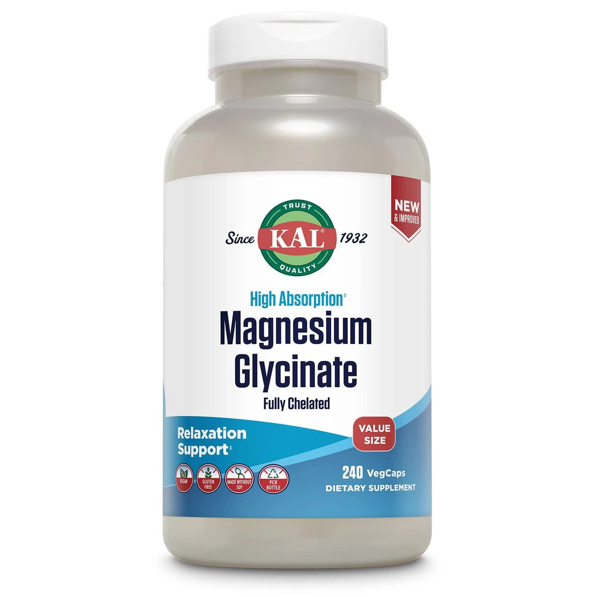 KAL Magnesium Glycinate 240 Count (Pack of 1)