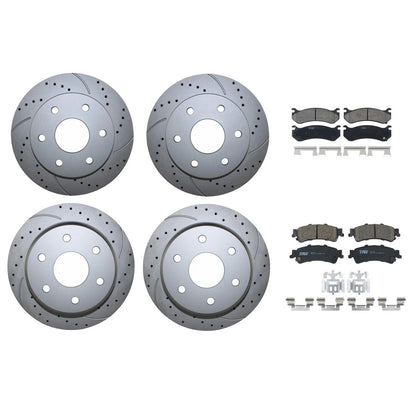 Front Rear Brake Kit with Drilled Rotors & TRW Pro Ceramic Pads for Silverado Sierra 1500 (2014–2019)
