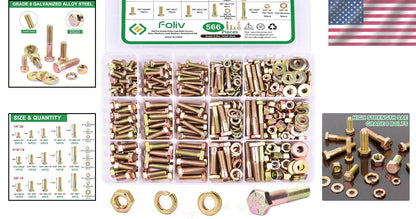 Set of 566 Alloy Steel Bolts & Nuts - Corrosion Resistant, 15 Sizes
