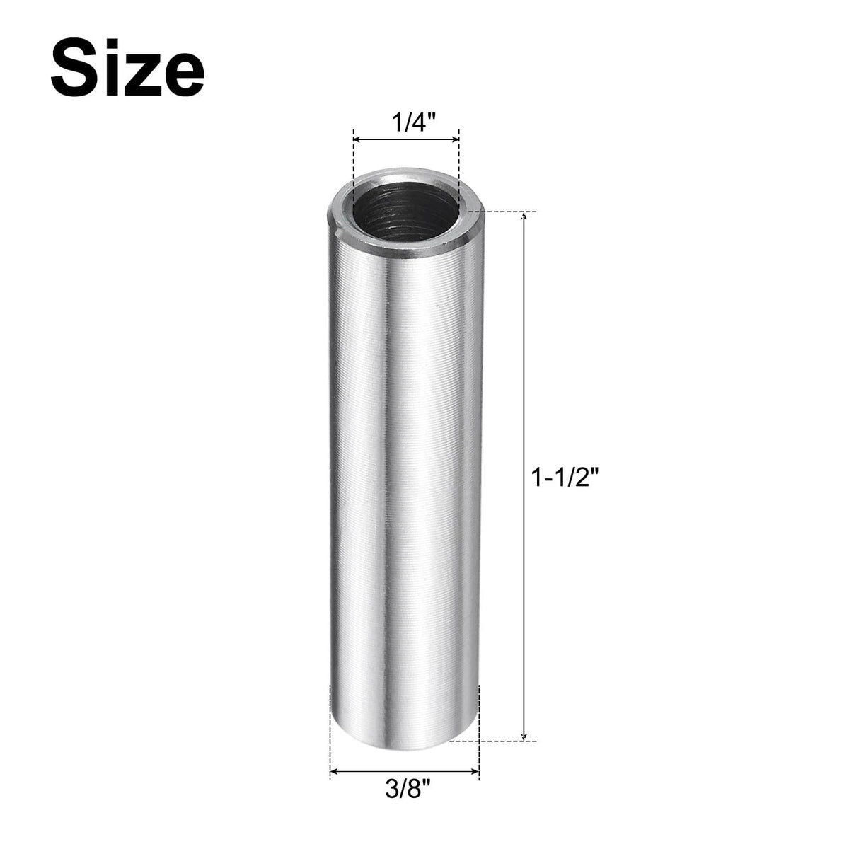 Set of 5 Stainless Steel Spacers 1/4" Bore x 3/8" x 1-1/2"