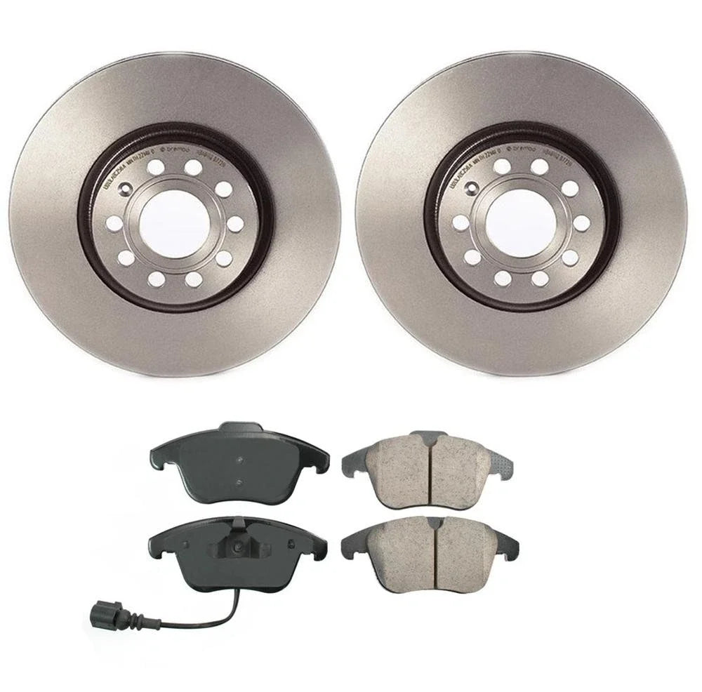 Akebono Euro Front Brake Kit Disc Rotors Ceramic Pads for Audi Q3 (2015–2020)