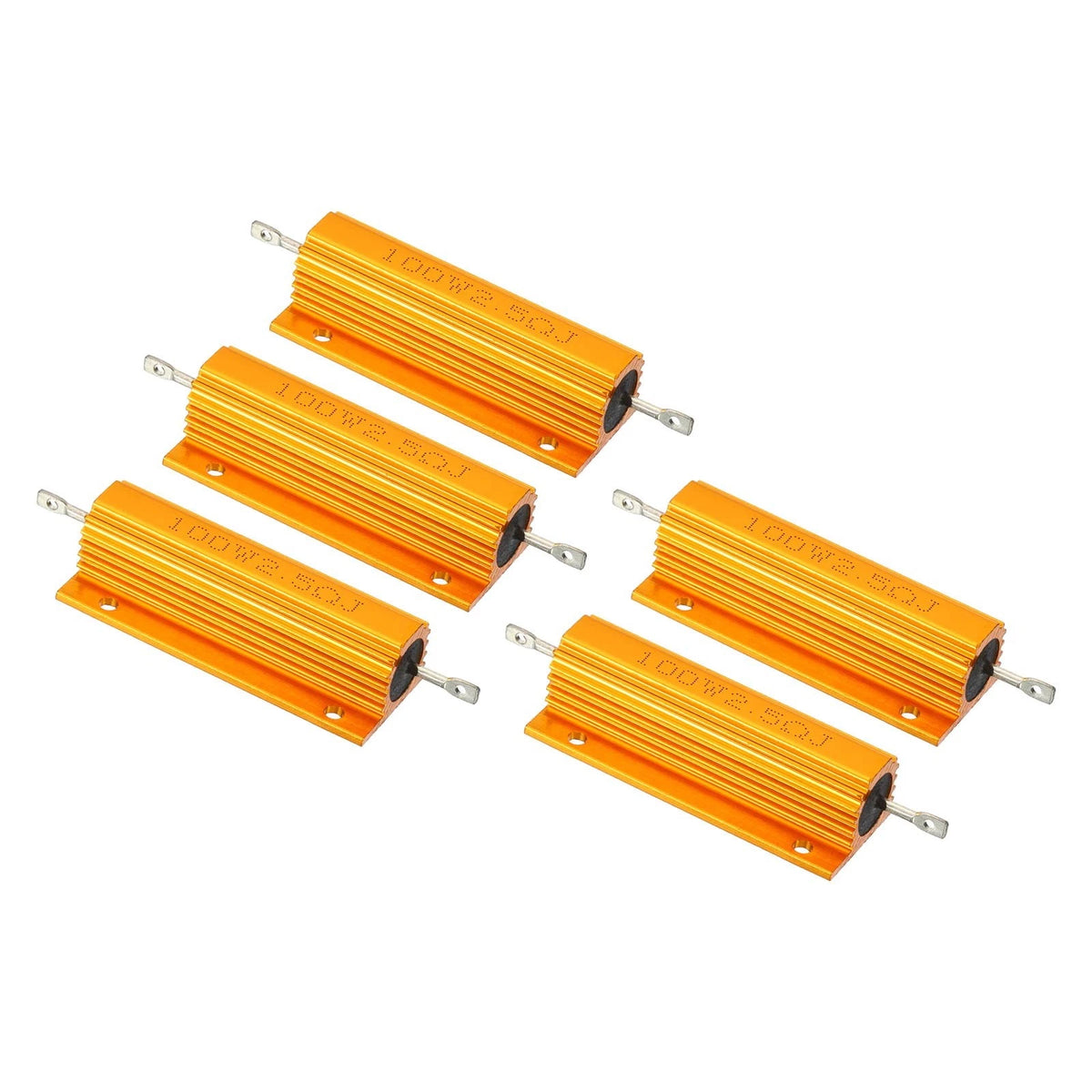 5 Pack 100W 2.5 Ohm Aluminum Shell Resistor for Universal Applications