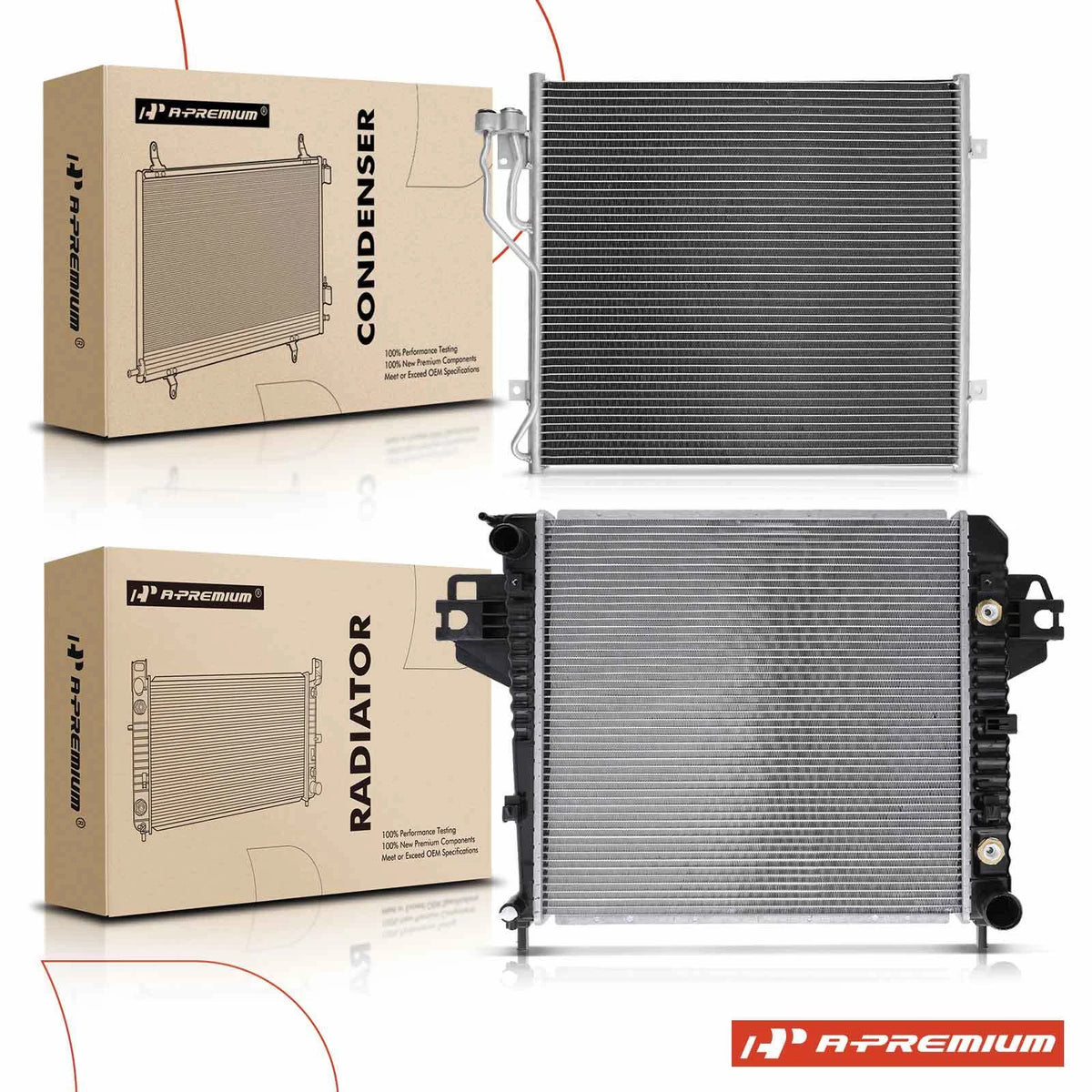 A-Premium Radiator & A/C Condenser Cooling Kit for Jeep Liberty (2002–2005) 8012481, 52079728AB, 52079729AB