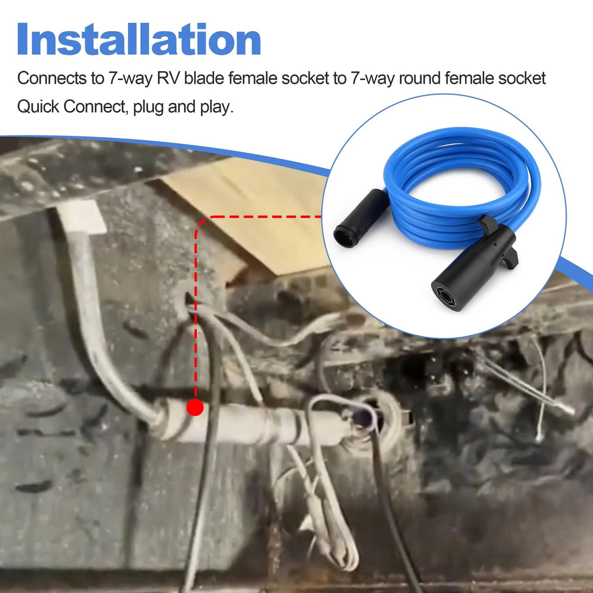 7-Way RV Trailer Connector Wiring Plug for Gooseneck Utility Trailers (14'-20')