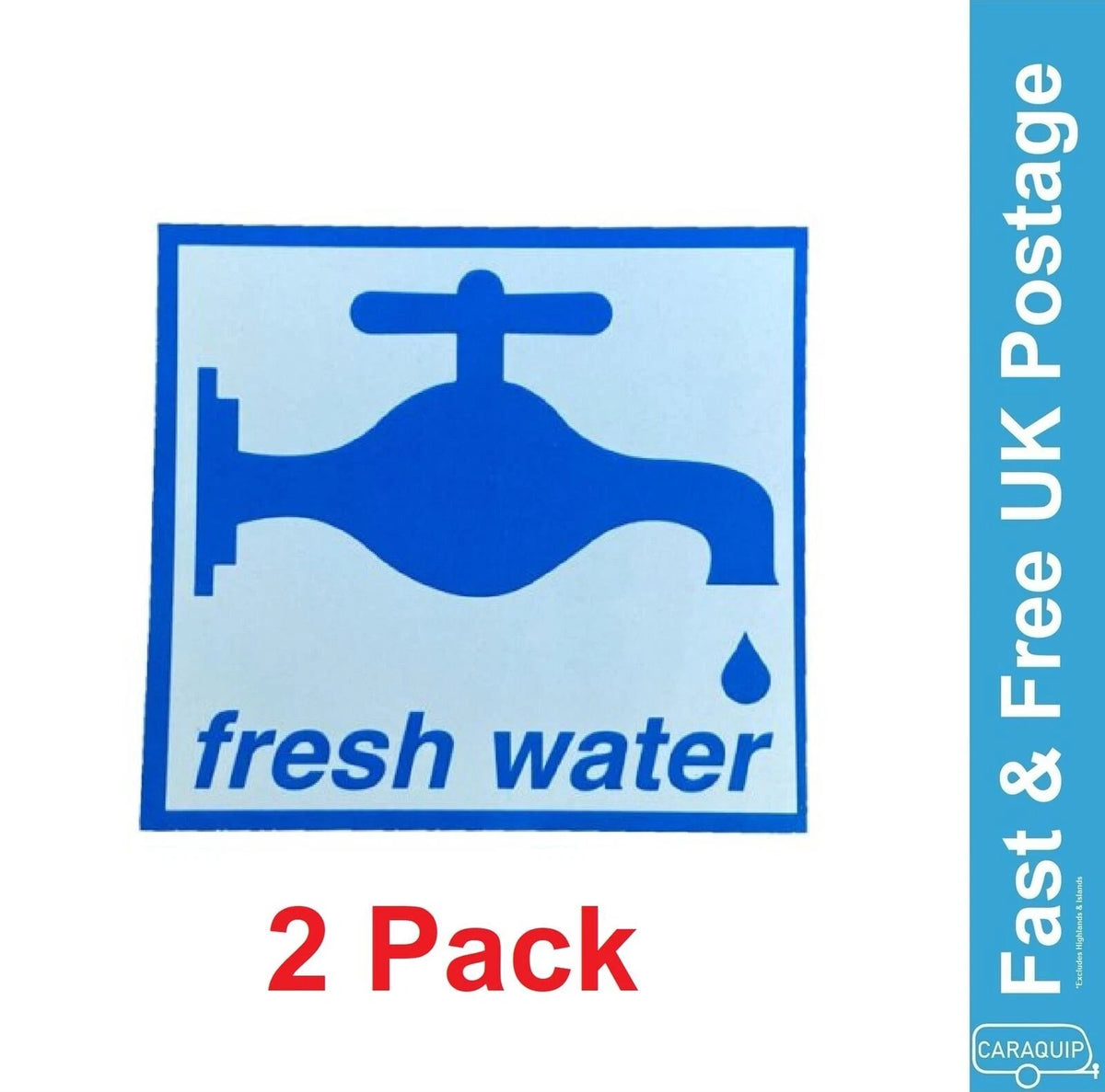 2X Self Adhesive Fresh Water Label Sticker for VW Campervan (10022)