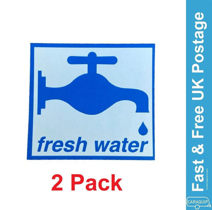 2X Self Adhesive Fresh Water Label Sticker for VW Campervan (10022)