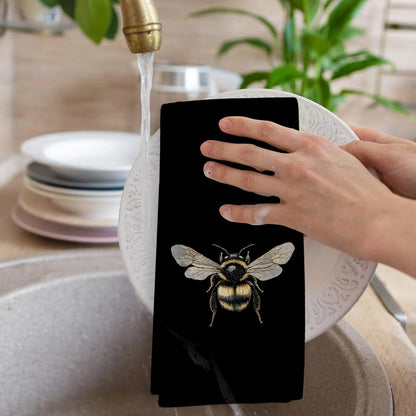 Set of 2 Moody Bumble Bee Kitchen Towels for Home Decor