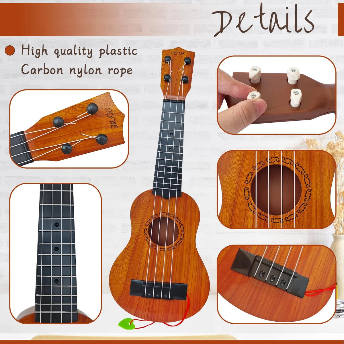 Kids Toy Ukulele Guitar 17 Inch Classical Wood Color