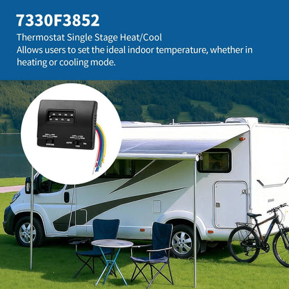 7330F3852 RV Thermostat for RV (Single-Stage, Black)