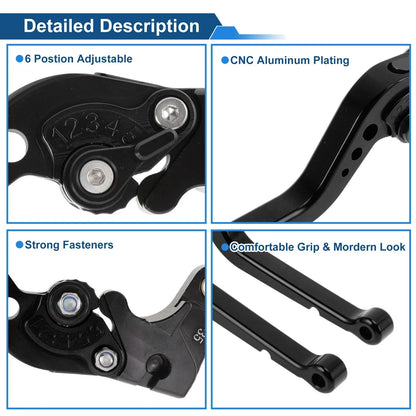 Adjustable Brake Clutch Levers Set of 2 for Suzuki GSXR1000 (2005–2006) Black