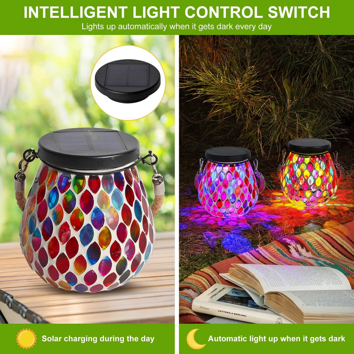 4 Pack Solar Light Replacement Tops for Outdoor Use (Waterproof, Warm White RGB)