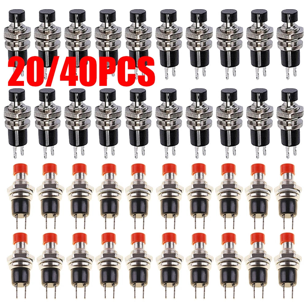 20PCS Mini Lockless Momentary Push Button Switch - Red Black