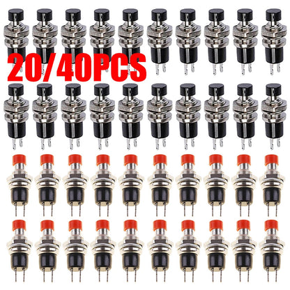 20PCS Mini Lockless Momentary Push Button Switch - Red Black