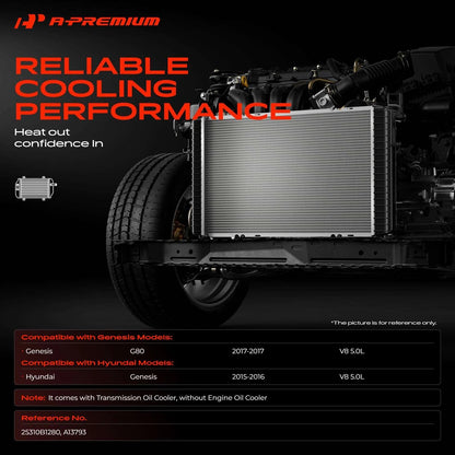 Aluminum Radiator for Hyundai Genesis G80 (2015–2017) 25310B1280, A13793
