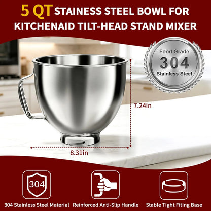 5QT Mixing Bowl for KitchenAid Stand Mixers (Standard)