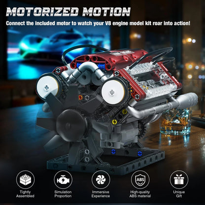 V8 Engine Building Blocks Set for Model Kit (Runs)