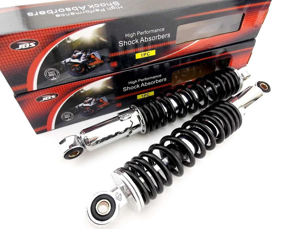 320mm JBS Black/Chrome Rear Shock Absorbers for Kawasaki S1 250SS (1972-1974)