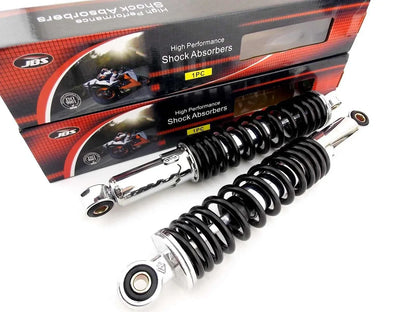 320mm JBS Black/Chrome Rear Shock Absorbers for Kawasaki S1 250SS (1972-1974)