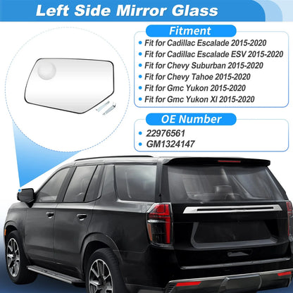 Left Side Heated Convex Mirror Glass 22976561 for Cadillac Escalade (2015–2020)