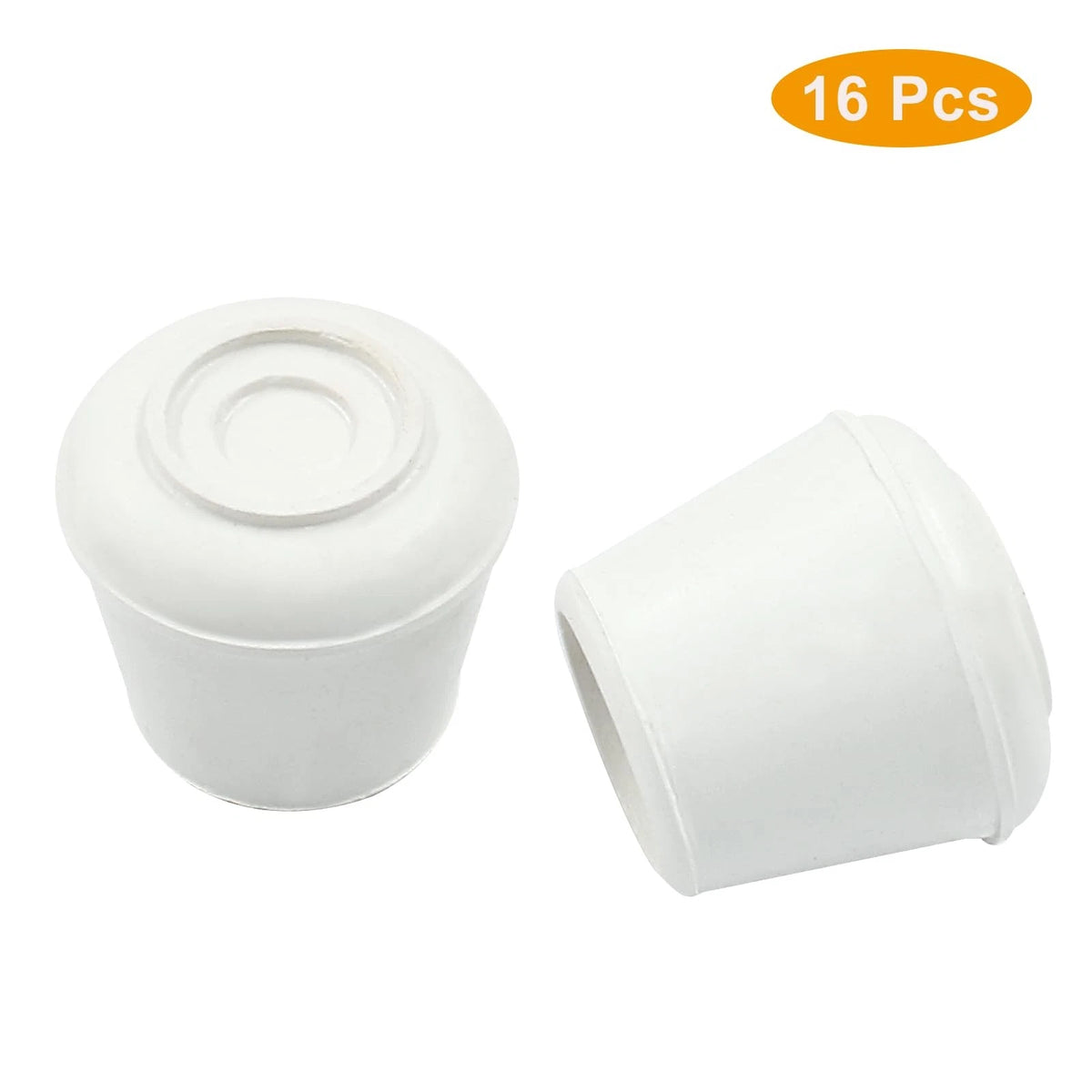 Set of 16 Chair Leg Caps 3/4 Inch Rubber End - White