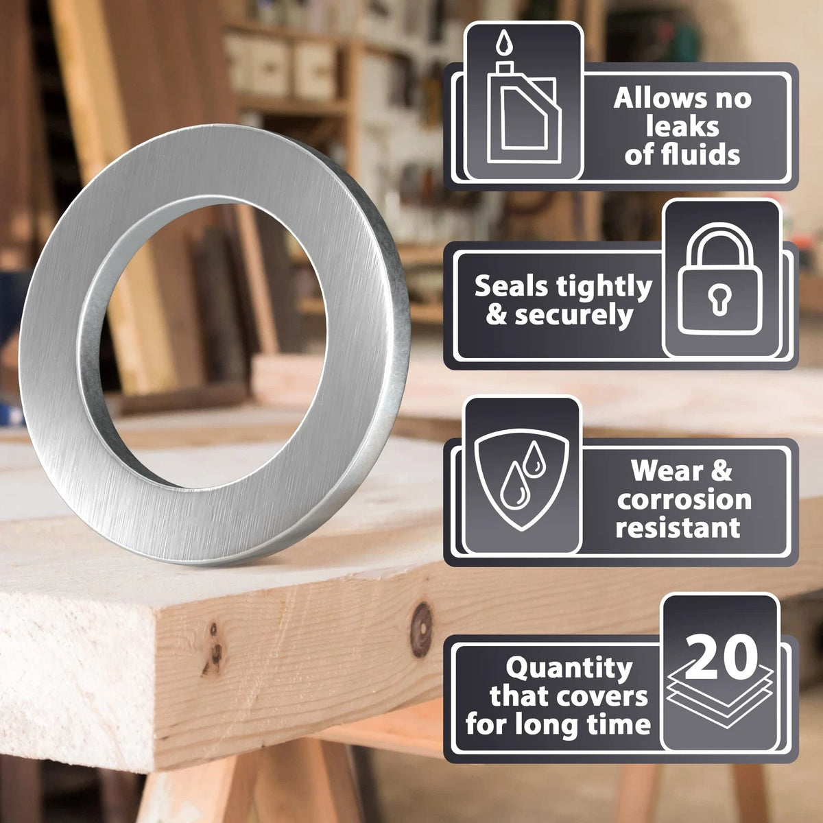 Oil Drain Plug Washer for 20mm Applications (Silver)