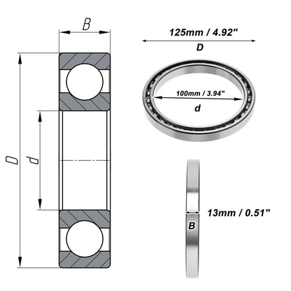 Deep Groove Ball Bearing 100x125x13mm for Scooter Skateboard (P0)