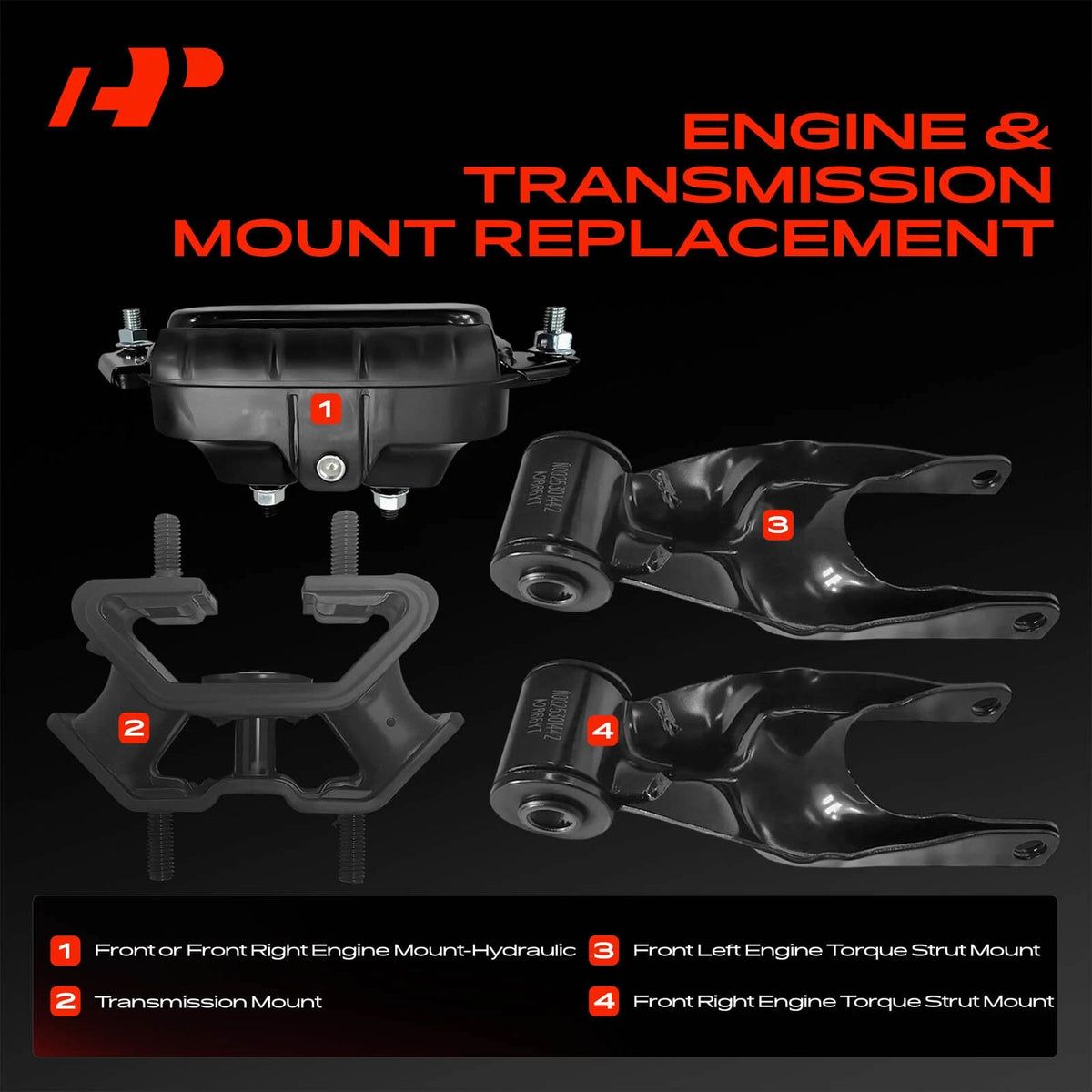 Set of 4 Engine Motor & Transmission Mounts for Chevy Impala (2000–2005)