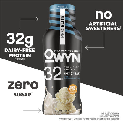 Pack of 12 OWYN Pro Elite Vanilla 12 Fl Oz Protein Shakes