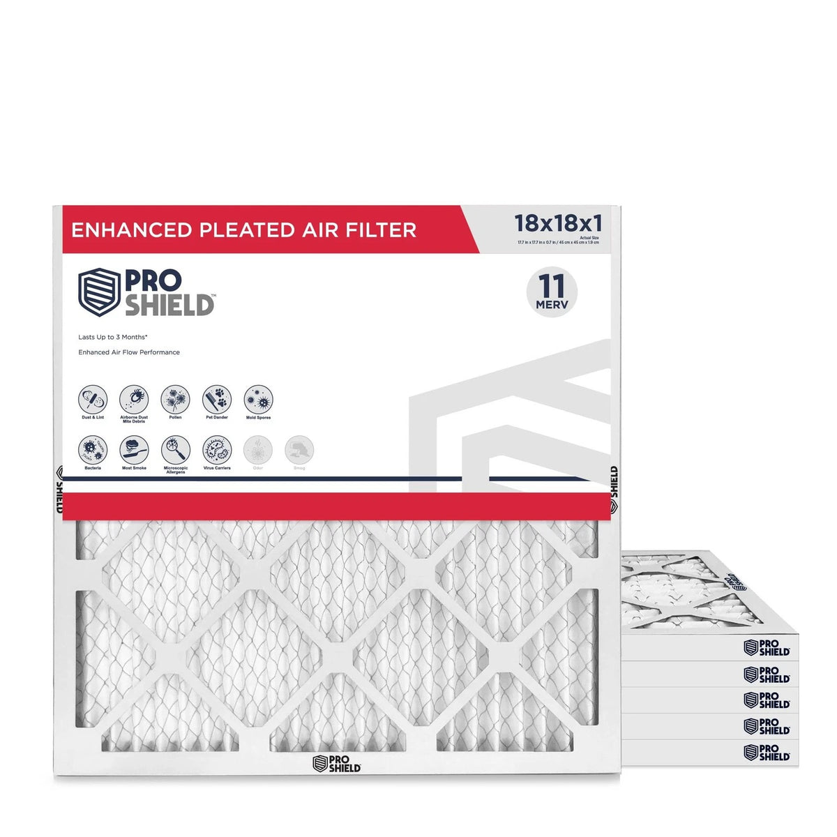 Set of 6 MERV 11 Pleated Air Filters 18x18x1"