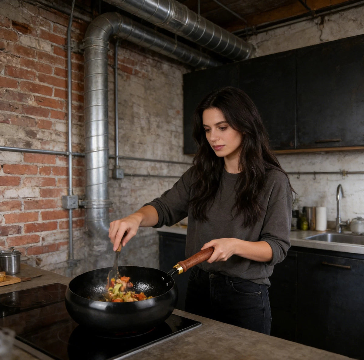 28cm Hand-Forged Hammered Wok for Chinese Stir-Fry (No Part Numbers)