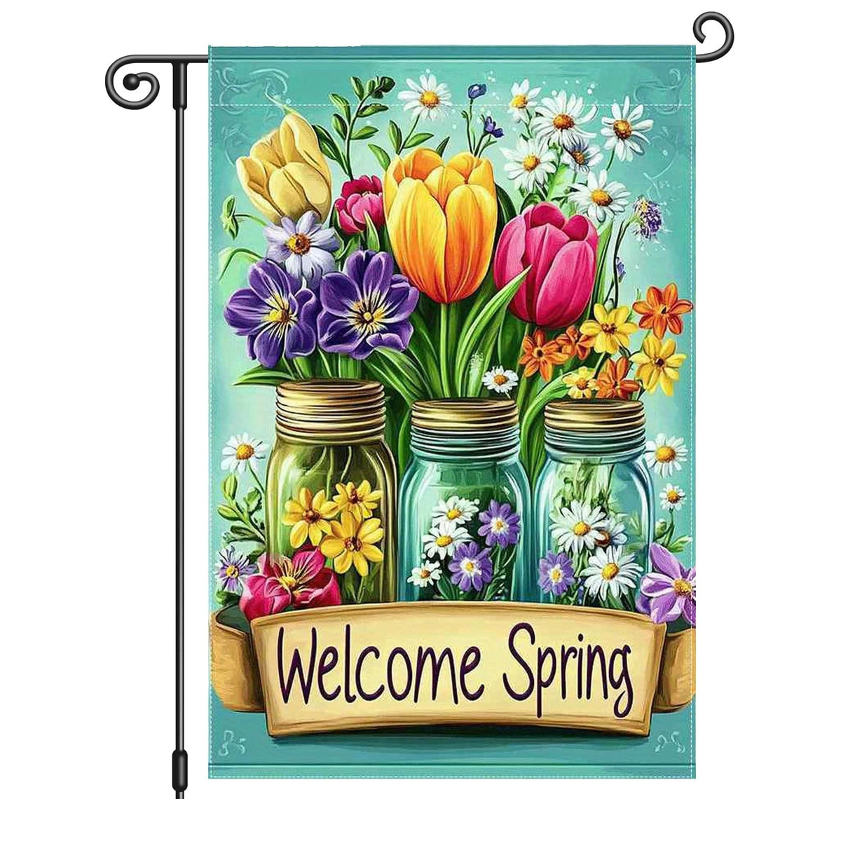 Floral Garden Flag 12x18 Inch Double Sided Multicolor