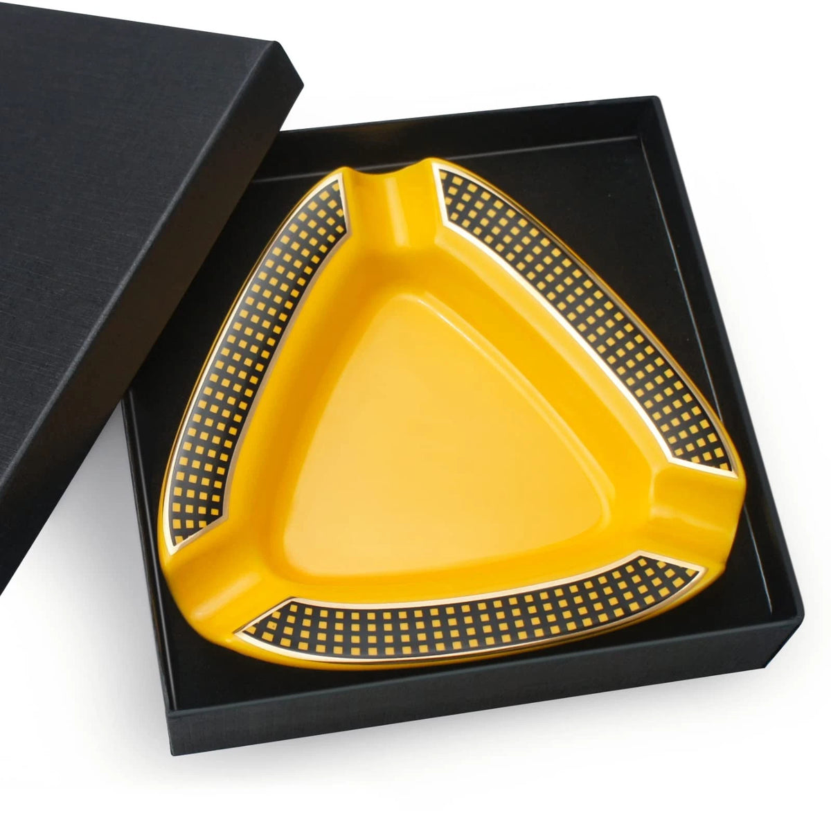 Cigar Ceramic Triangle Ashtray for Deep Basin Holds 3 Cigars