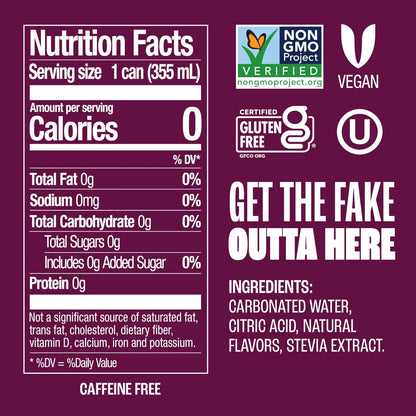8-Pack Zevia Zero Sugar Soda, Black Cherry, 12 oz Cans