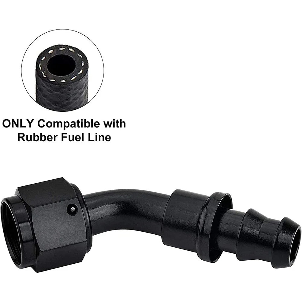 Push Lock 45 Degree End Hose Fittings for Rubber Fuel Line (AN8, 1/2") (2 Pieces)