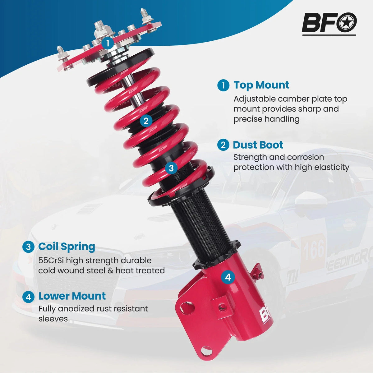 Coilover Shock Absorber Springs Kit for Subaru Impreza WRX STI (2000–2004)