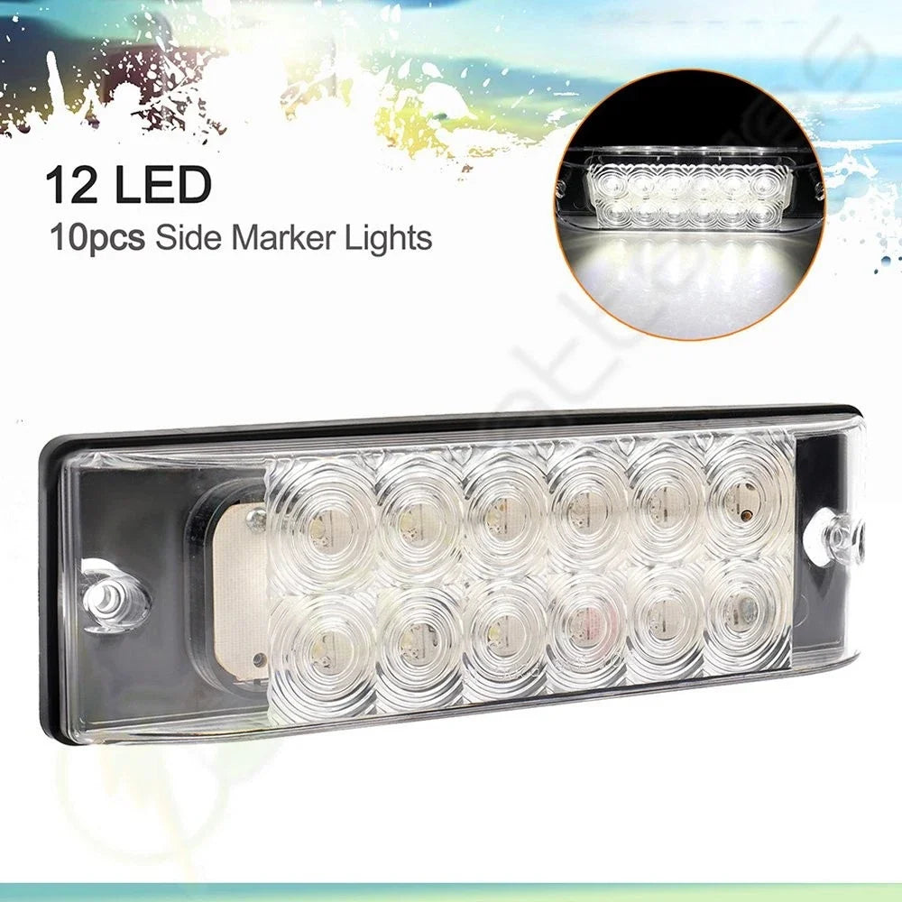 10x LED 8" White Turn Tail Brake Light for Pickup Truck
