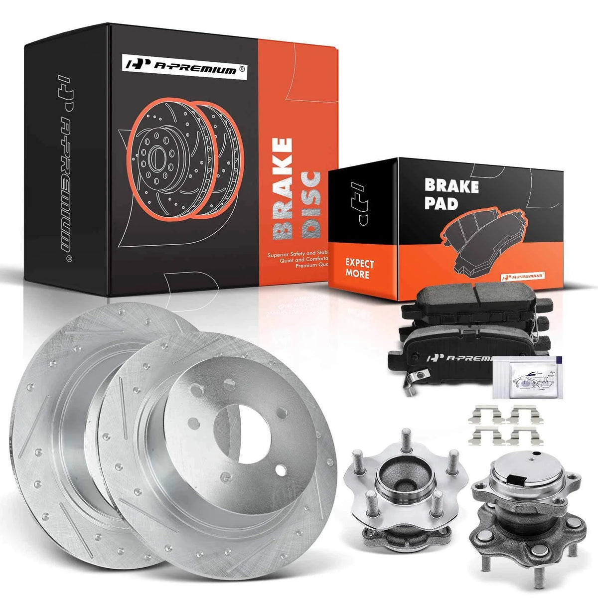 Rear Drilled Brake Rotors & Pads for Nissan Sentra (2007–2012)