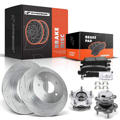 Rear Drilled Brake Rotors & Pads for Nissan Sentra (2007–2012)