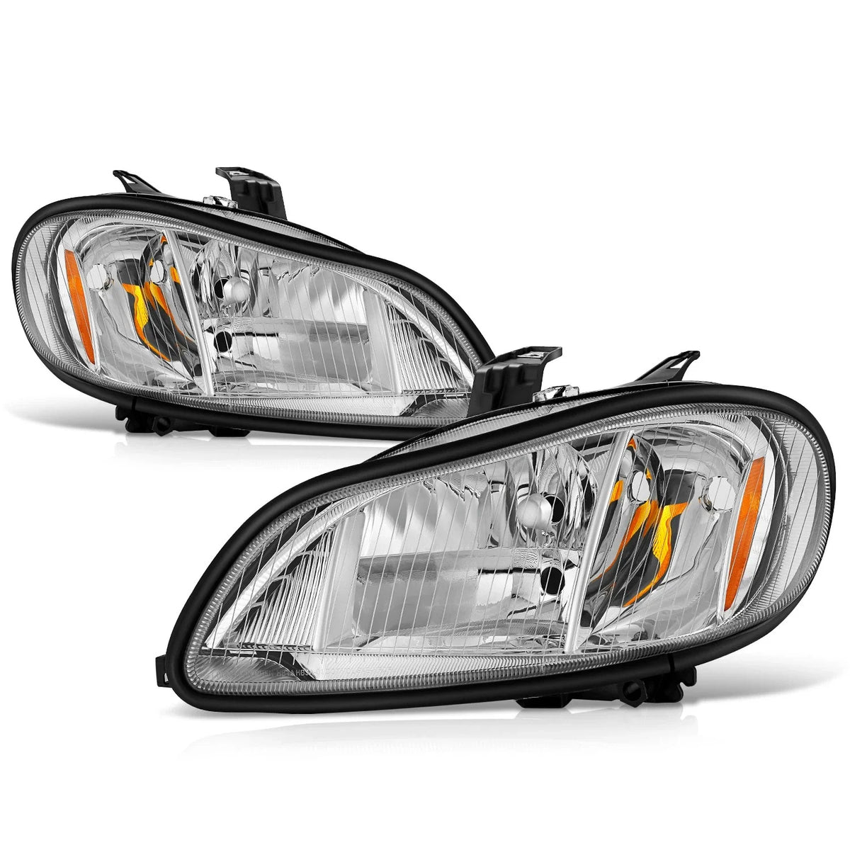 Chrome Housing Amber Side Headlights for Freightliner M2 106 112 (2003–2018)