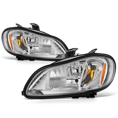 Chrome Housing Amber Side Headlights for Freightliner M2 106 112 (2003–2018)