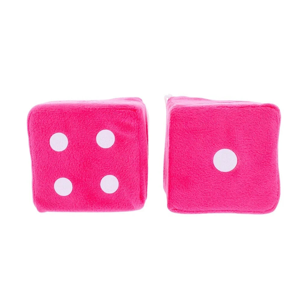 Fuzzy Rearview Mirror Dice for Car Truck Novelty Pink (Universal Fit)