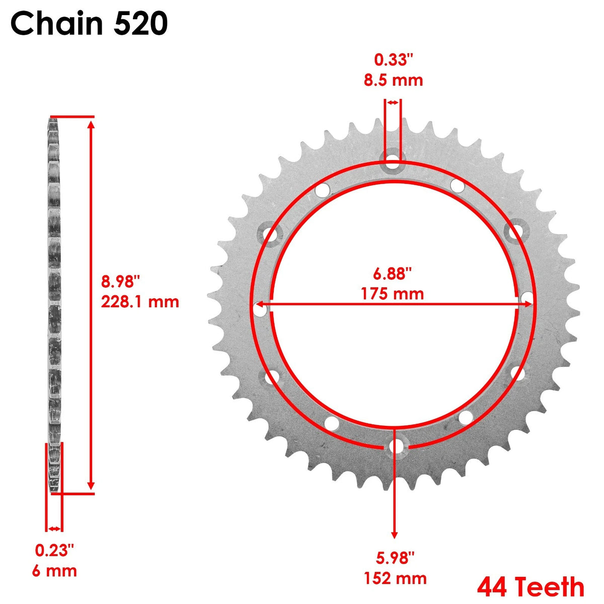 Drive Chain & Sprockets Kit for Yamaha IT175 IT200 (1980–1986) EG2029CH107XO