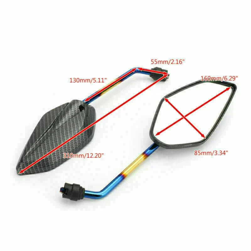 2X 10mm M10 Carbon Rear View Mirrors for Motorcycle Scooter (Universal)