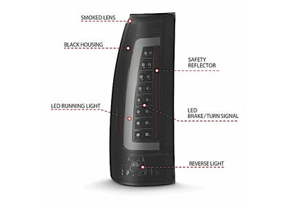 LED Taillights for Cadillac Escalade/C/K (1988–2002) 311345 Black Housing Smoke Lens