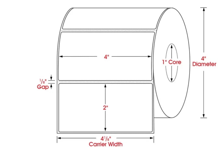 3-Pack Thermal Transfer Labels 4" x 2" with Transfer Ribbon