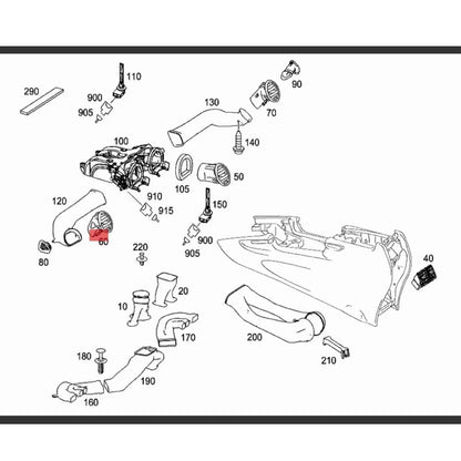 Set of 2 A/C Air Vent Outlets for Mercedes-Benz ML350 GL450 ML63 (2006–2012) 1648301954, A1648301954