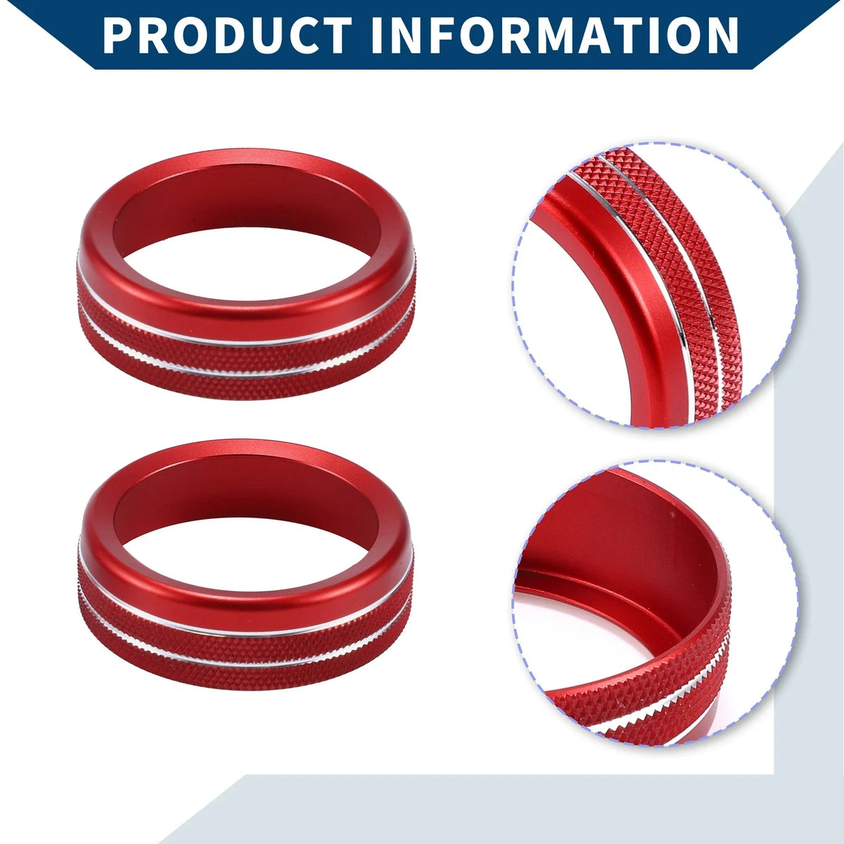 2X Media Radio Tune Switch Knob Cover for Ford Mustang (2015–2021) Red