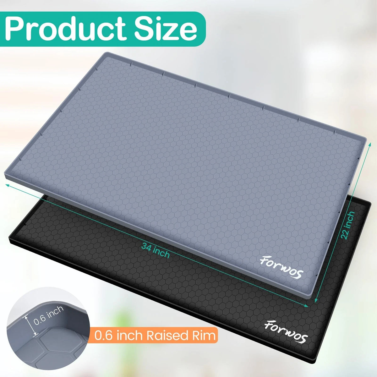 34"x22" Waterproof Silicone Under Sink Mat for Cabinet Liner